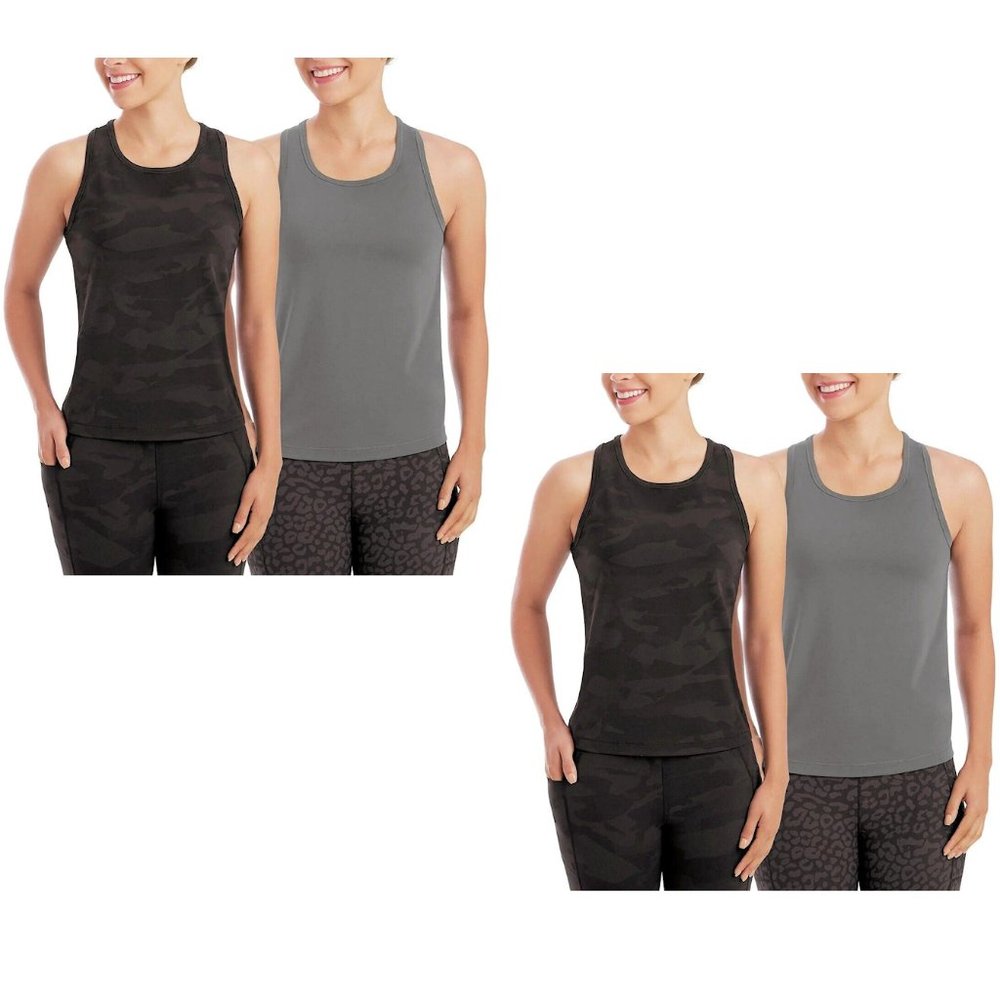 4 Lightweight Semi-Fitted Zen Racerback Tank Tops Camo Gray